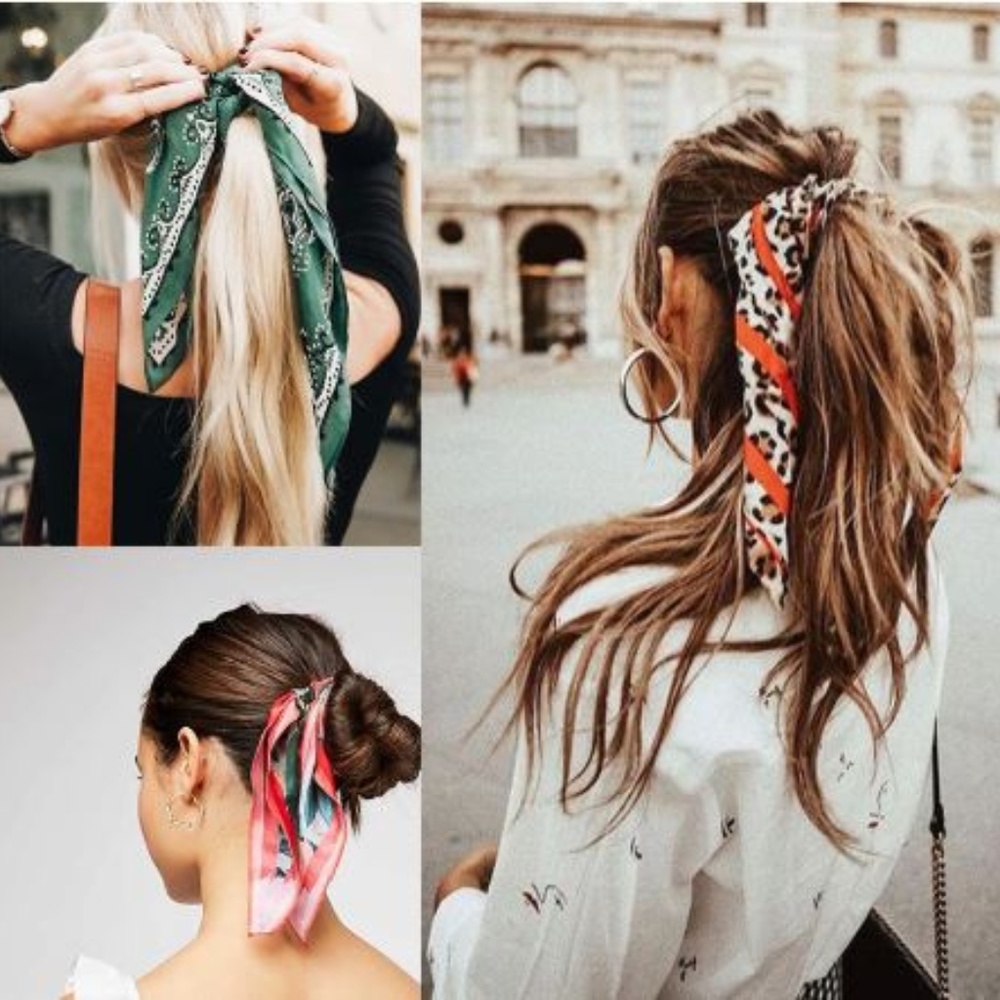 3-in-1 Floral Print Scrunchie Hair Scarf - Picture 2 of 4